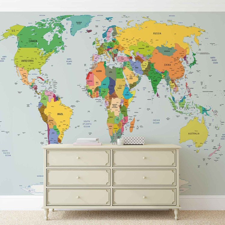 World Map Wallpaper Mural - World Map - HD Wallpaper 