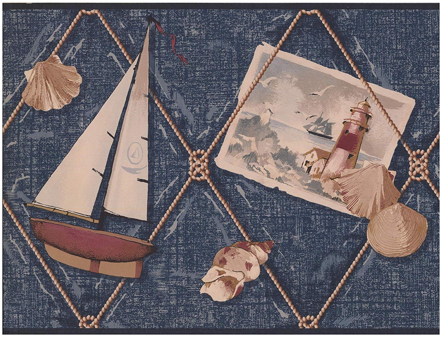 York Wallcoverings Sailboat Anchor Shell Lighthouse - Wallpaper - HD Wallpaper 