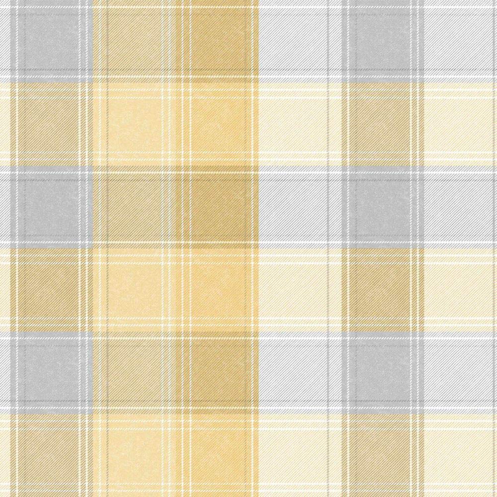 Country Tartan Check Yellow Grey Wallpaper Plaid Chequered - Yellow And Grey Wallpaper Uk - HD Wallpaper 