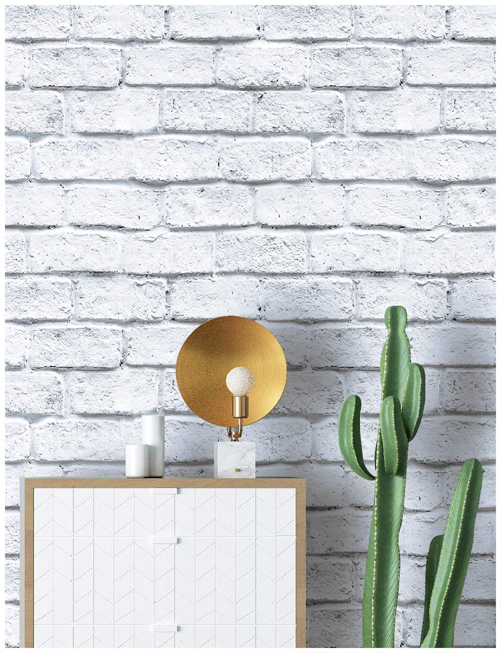 Haokhome 91005 3d Thick Peel And Stick Faux Brick Wallpaper - Dresser - HD Wallpaper 