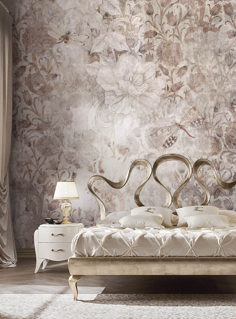 Vital Temptations Contemporary Wallpaper - Cabeceros Dorados De Cama - HD Wallpaper 