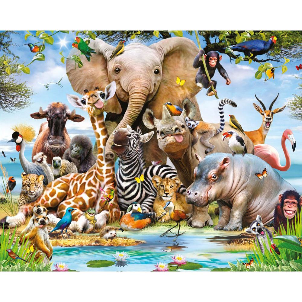 Jungle Picture With Animals - HD Wallpaper 