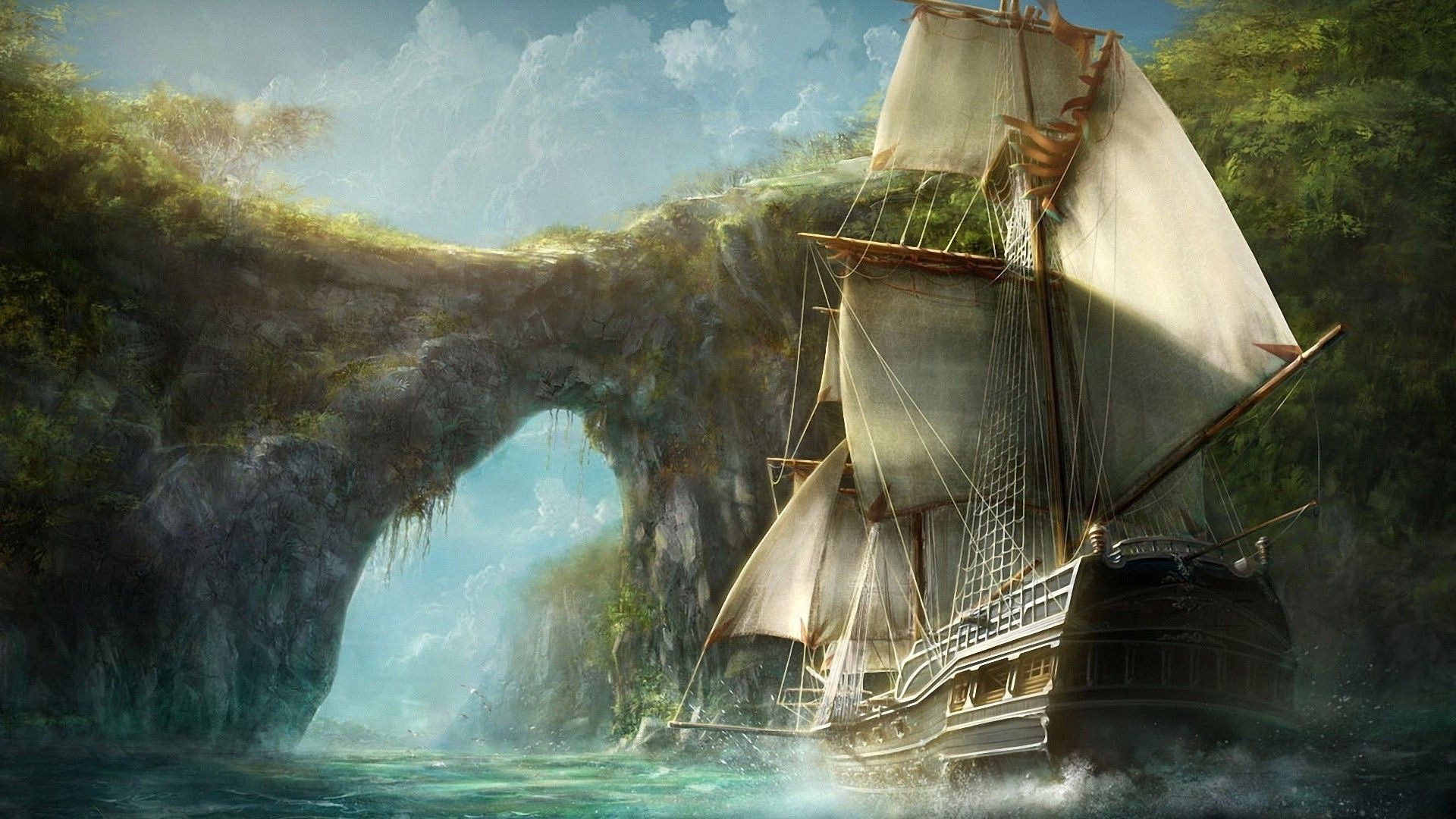 1920x1080, Free Download Pirate Desktop Wallpaper Samsung - Pirate Ship Digital Art - HD Wallpaper 