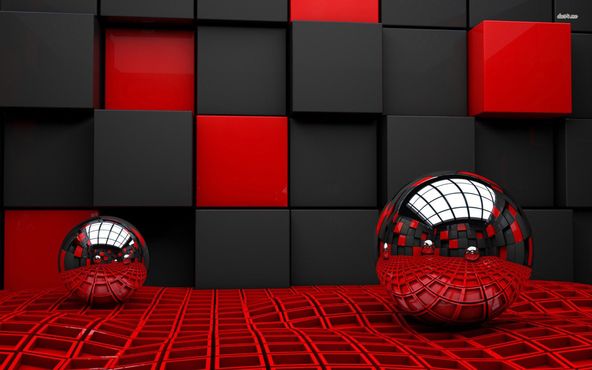 Spheres Reflecting The Cube Room Wallpaper - 3d Wall Paper For Office - HD Wallpaper 