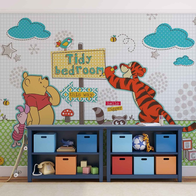 Disney Winnie Pooh Wallpaper Mural - Disegno Gigante Da Parete Su Carta Da Parati Di Topolino - HD Wallpaper 