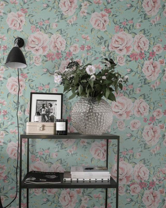 Floral Wallpaper Wallflora Rose Pattern - Most Popular Interior Paint Colors Ncs - HD Wallpaper 