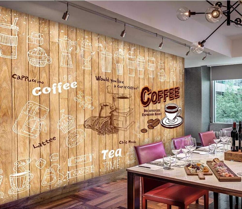 Mural Wallpaper Wooden Board Afternoon Tea Cafe Tooling - Wooden Ice Cream Shop Interior - HD Wallpaper 