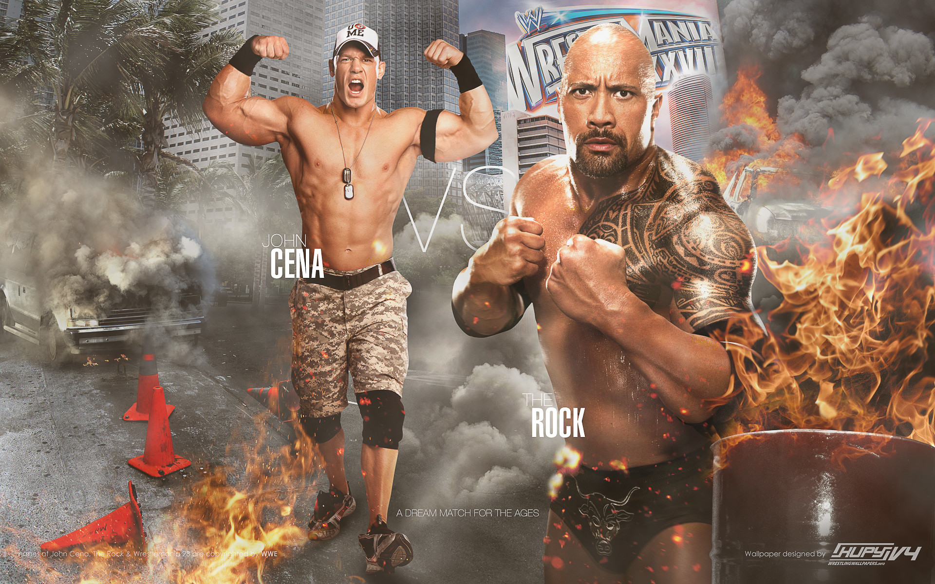 John Cena Wrestlemania 28 Wwe Wallpaper 1920ã1200 - Wwe John Cena Rock - HD Wallpaper 
