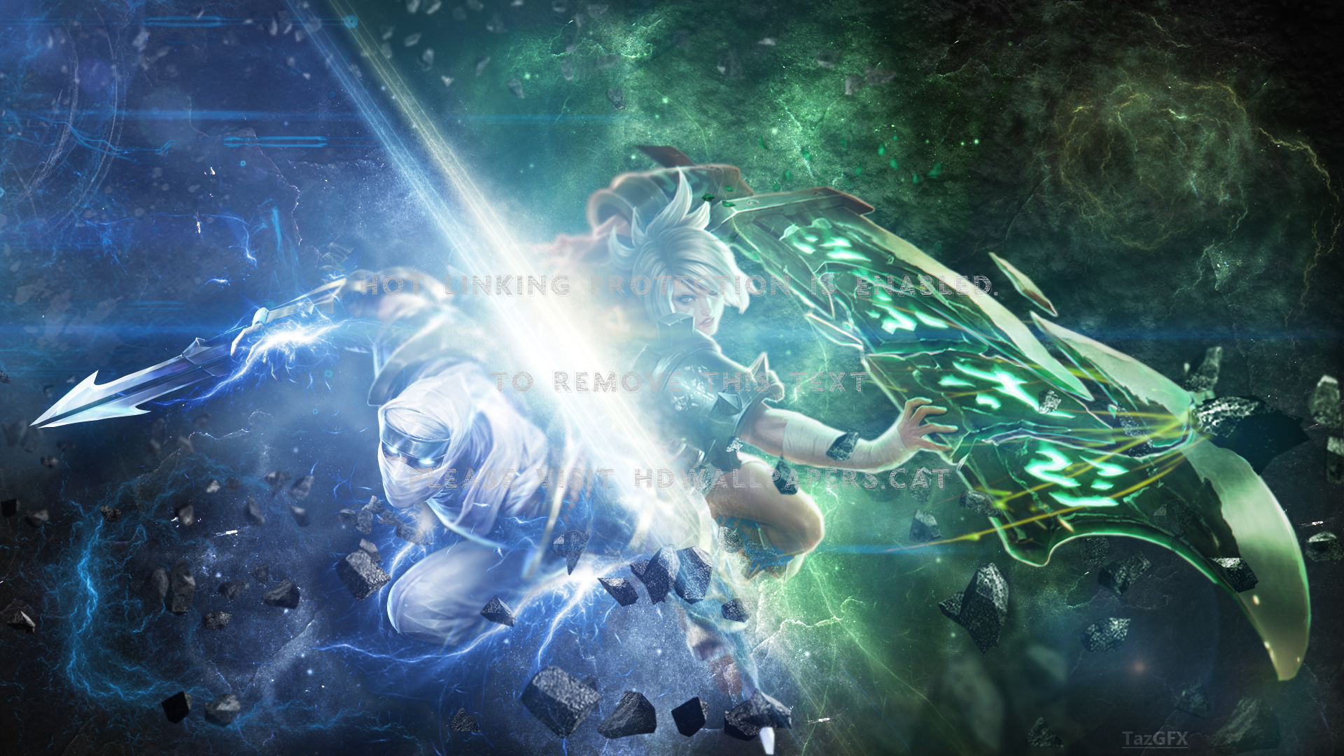 Zed And Riven League Abstract Of Legends - Riven And Zed Lol - HD Wallpaper 