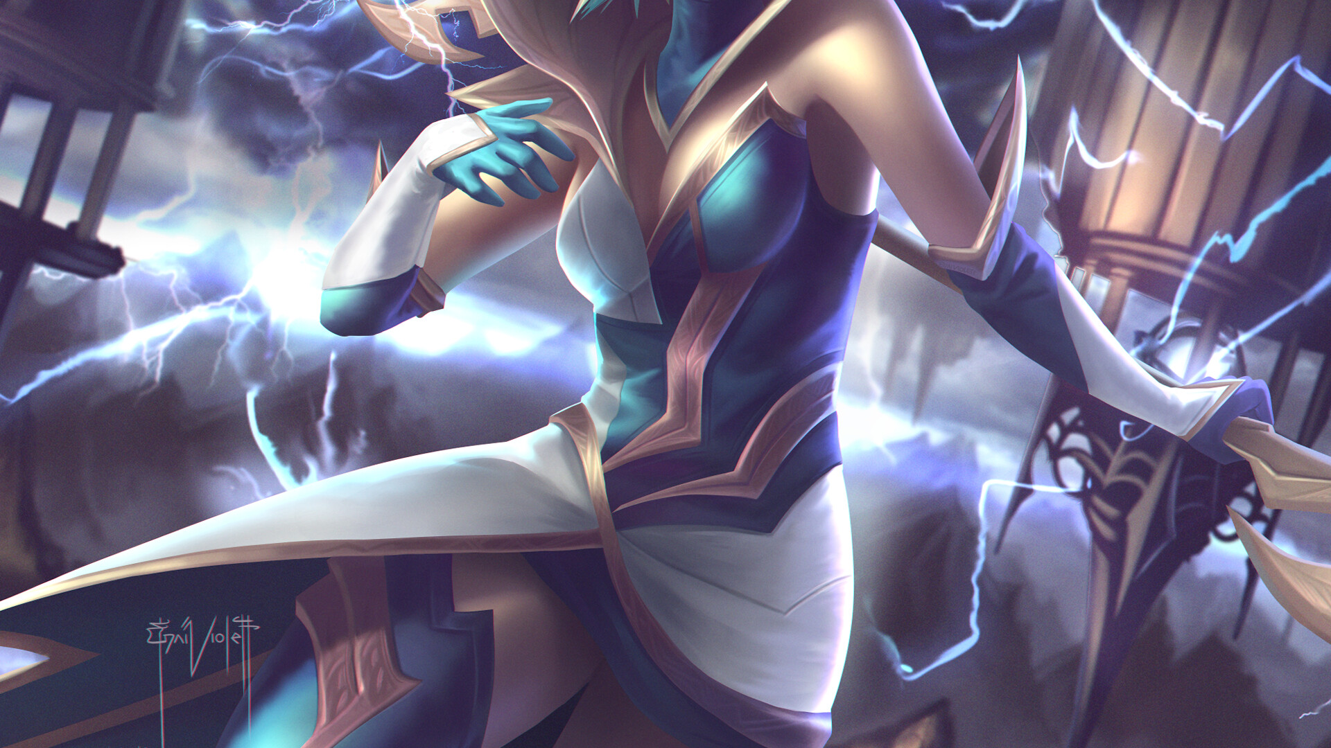 League Of Legends Lux Storm - HD Wallpaper 