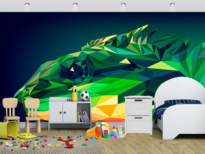 Polygon Themed Lizard Reptile Wallpaper Buy Now Kids - Mural Wallpaper Liverpool - HD Wallpaper 