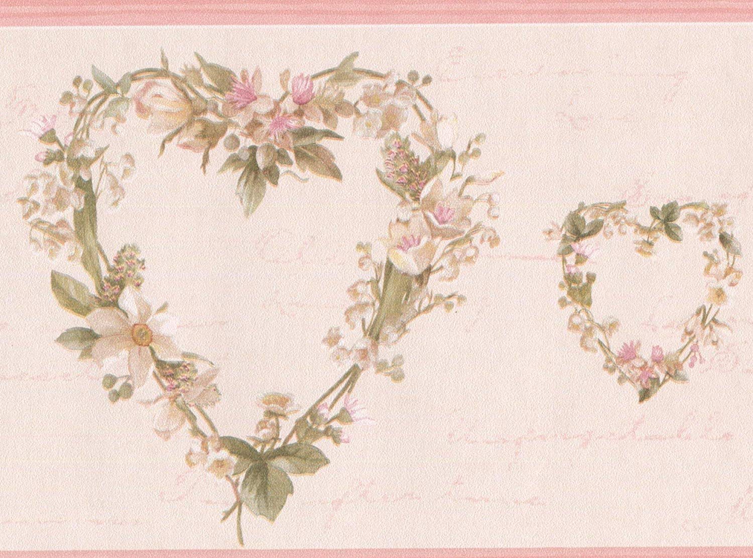 White Flower Wreath Heart Shaped Floral Wallpaper Border - Fond Ecran Fleur Blanche - HD Wallpaper 