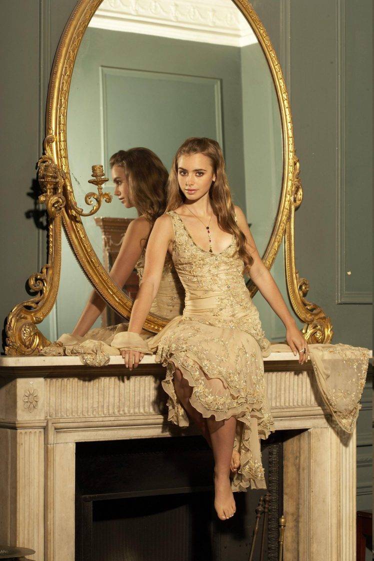 Lily Collins Wallpaper Dress - HD Wallpaper 