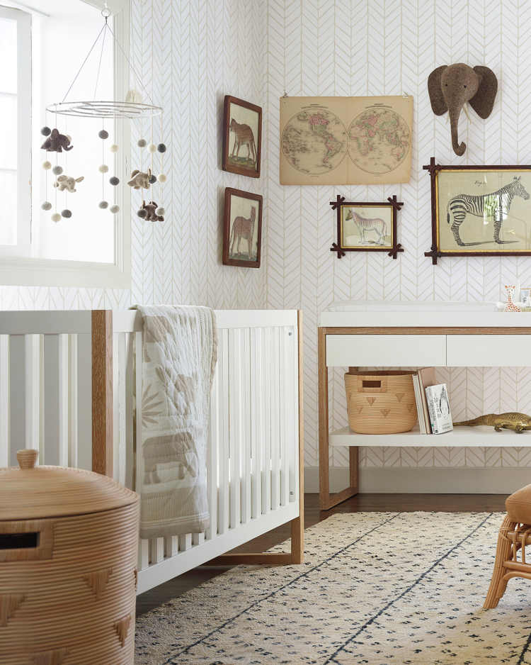 Neutral Adventure Nursery Ideas For A Baby Room - Feature Wall In Nursery - HD Wallpaper 
