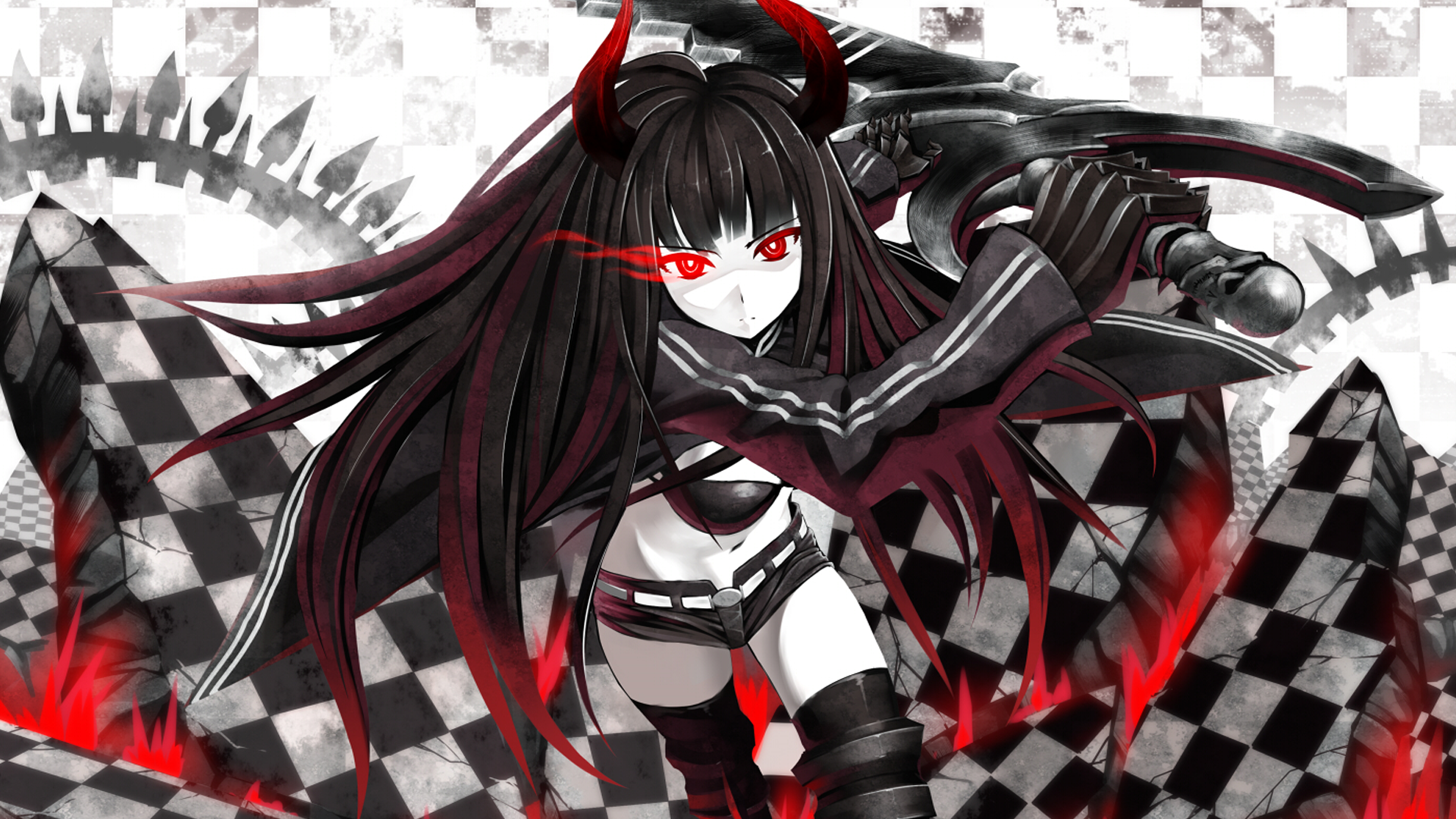 Black Gold Saw, Anime Girls, Red Eyes - Anime Evil Demon Girl - HD Wallpaper 