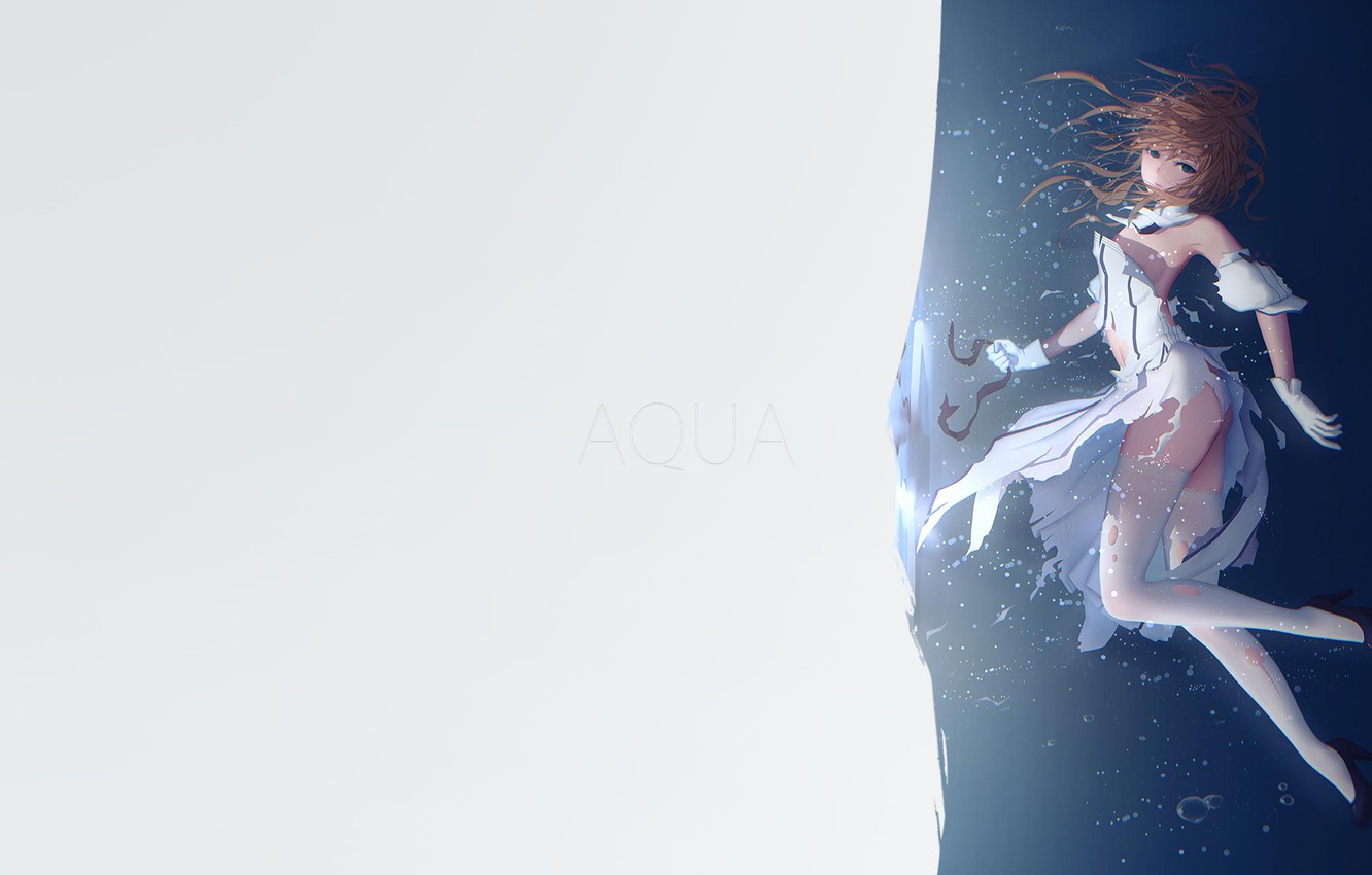 Photo Wallpaper Girl, Minimalism, Anime, Aqua, Blue - Wallpaper - HD Wallpaper 