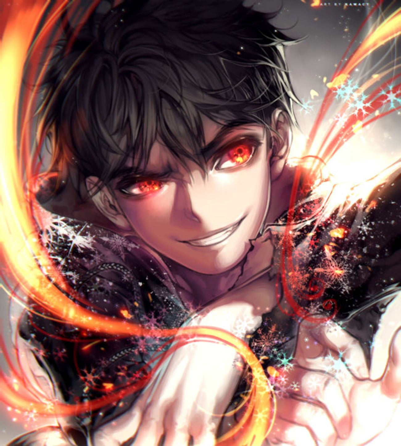 Anime Boy Black Hair Red Eyes - 1300x1445 Wallpaper - teahub.io