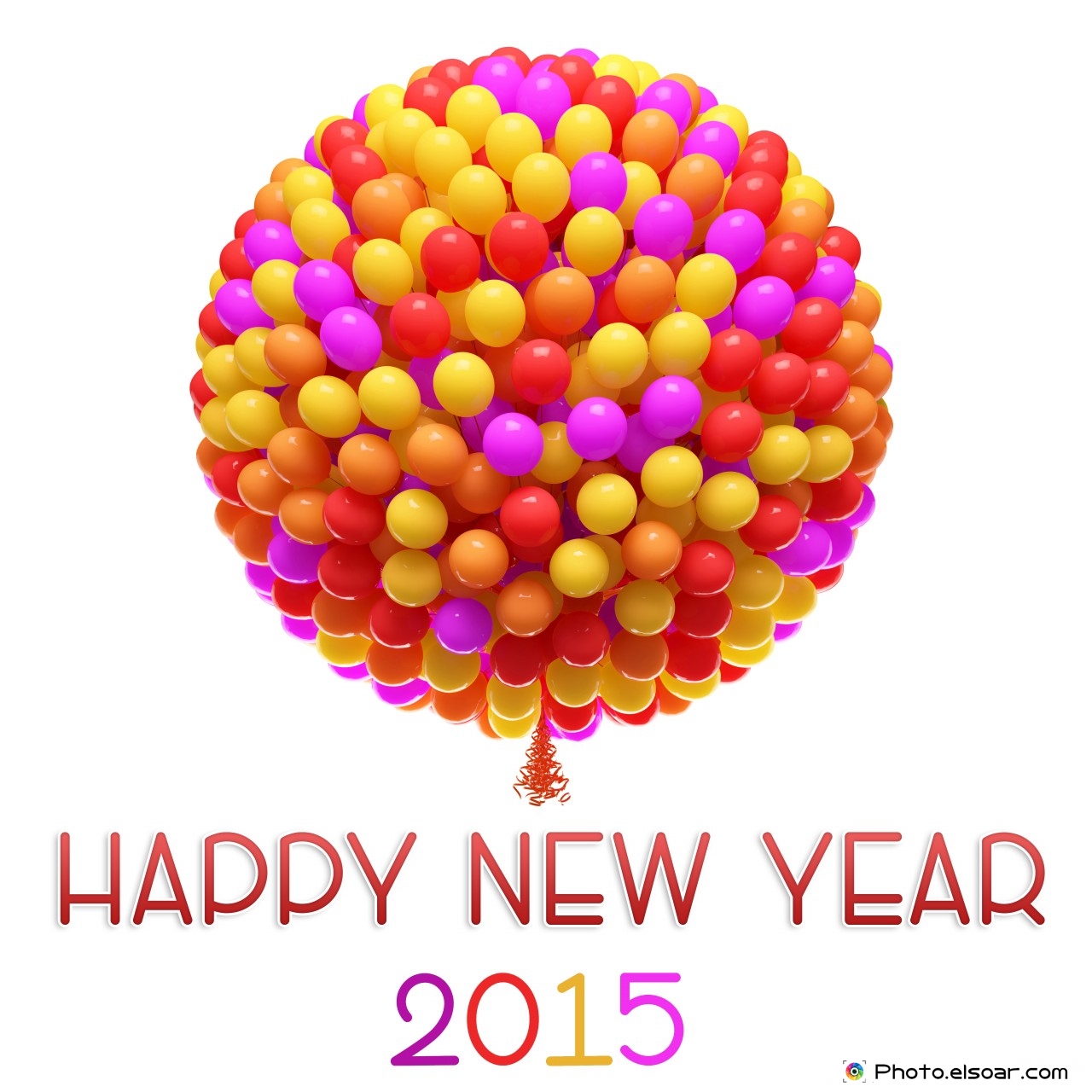 Happy New Year 2015 Big Bunch Of Balloons - 2020 New Year Greeting Card - HD Wallpaper 