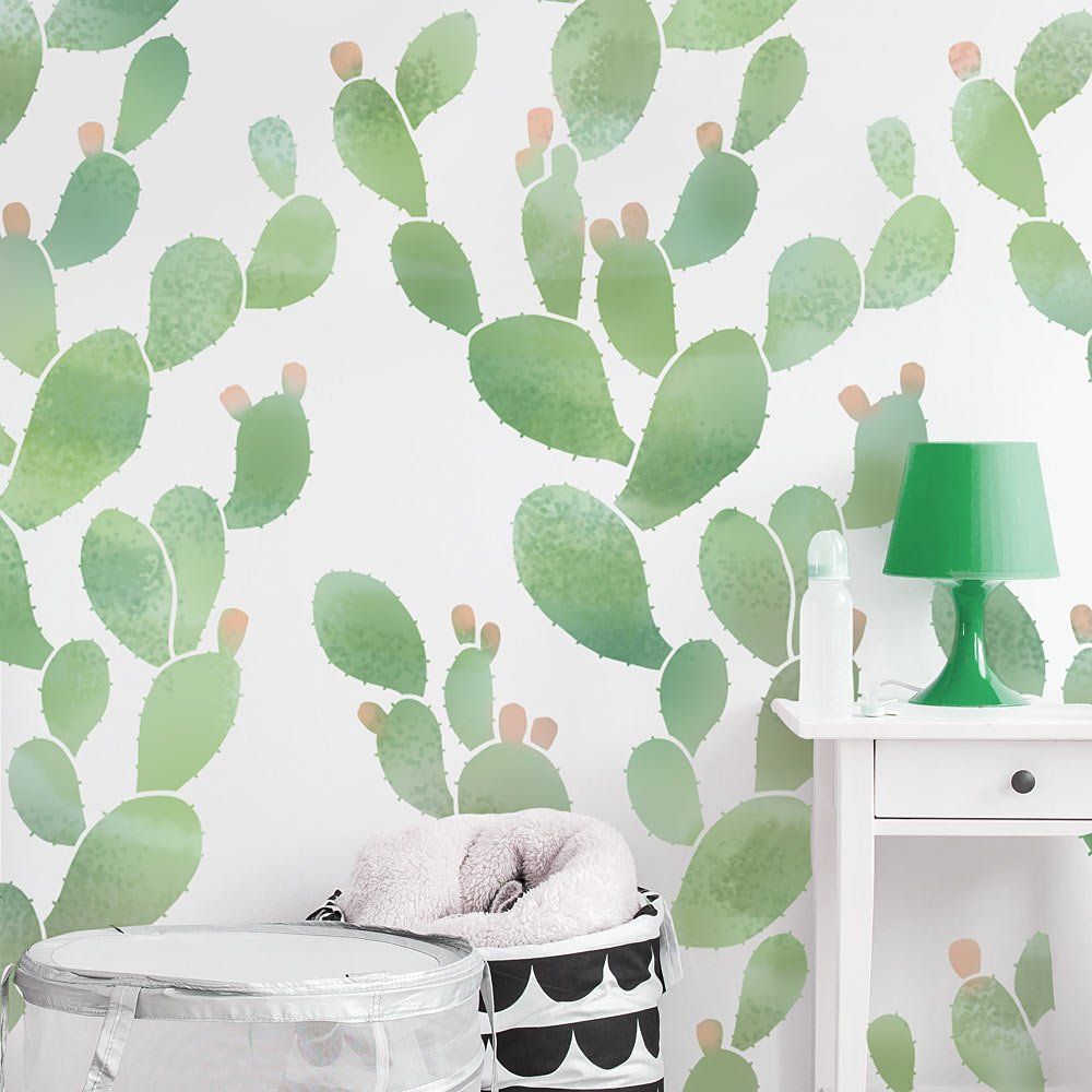 Stencil Wall Decoration Cactus - HD Wallpaper 