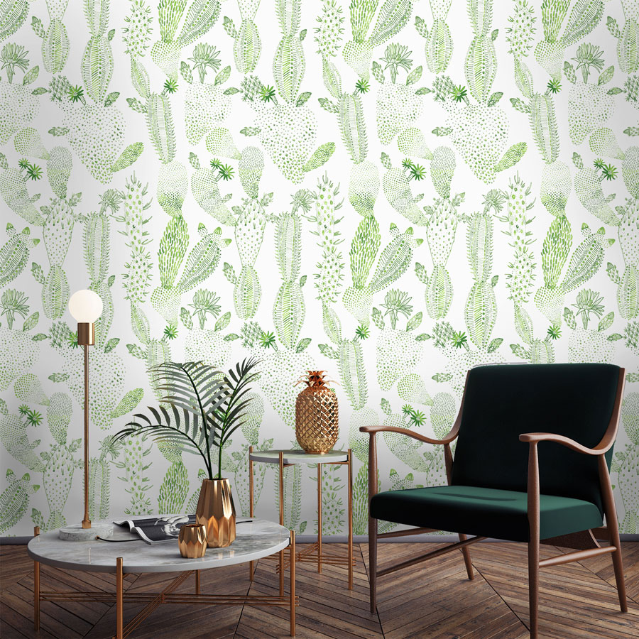 Plant Wallpaper Mural Shades Of Green In Hall - Malachite Wall - HD Wallpaper 