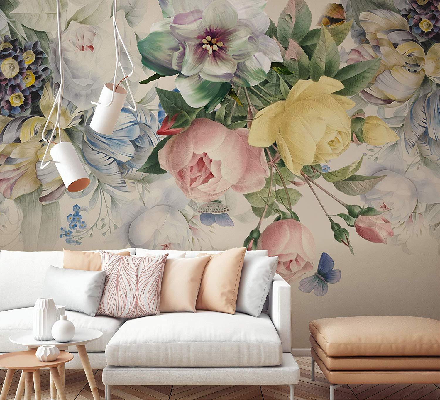 Murwall Floral Wallpaper Colorful Floral Wall Mural - Fondos De Rosas Vintage - HD Wallpaper 