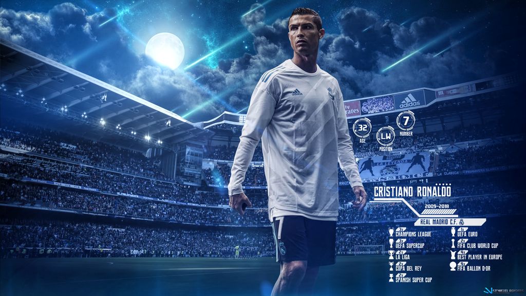 Cristiano Ronaldo - Dark Clouds With Moon - HD Wallpaper 