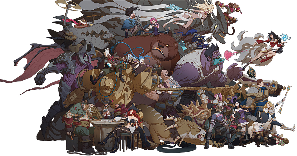 League Of Legends All Champions Art - HD Wallpaper 
