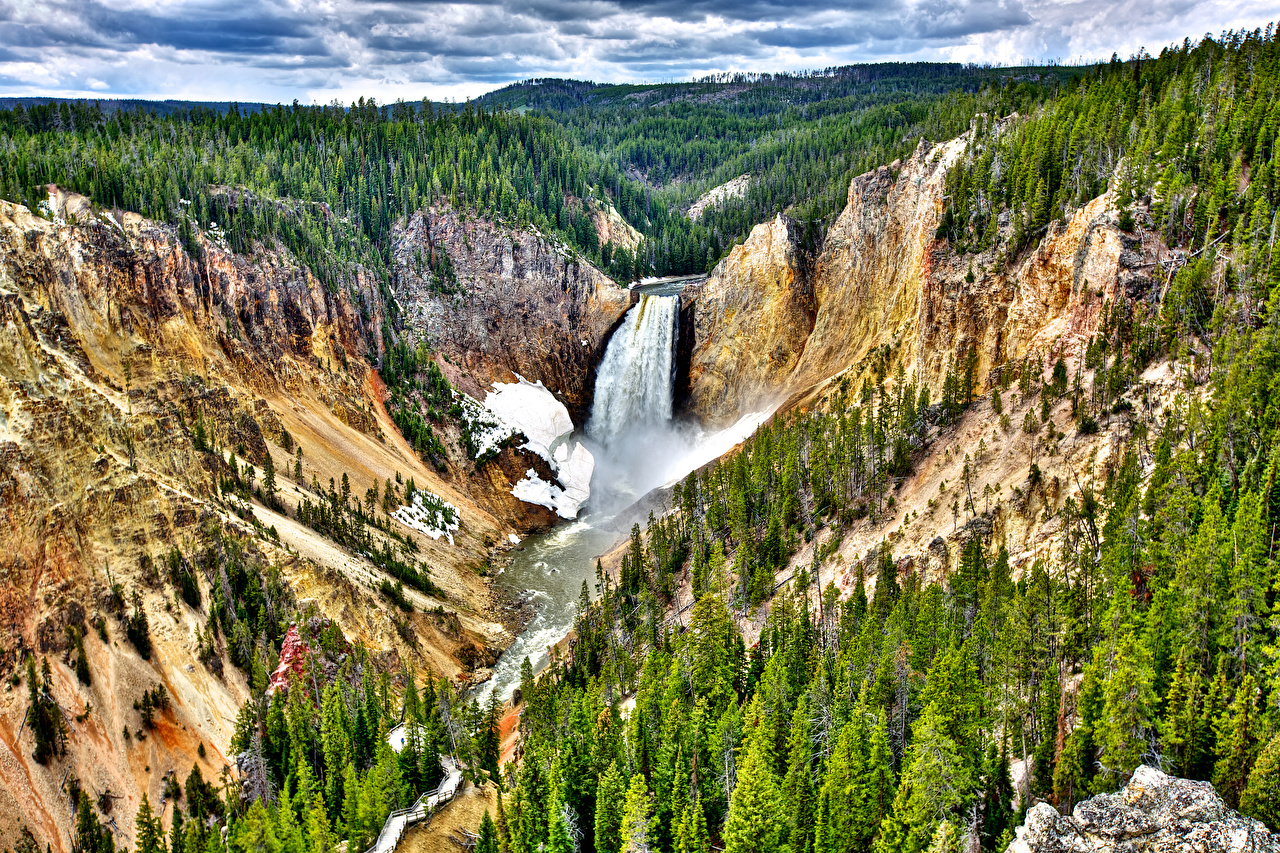 Yellowstone National Park, Lower Falls - HD Wallpaper 