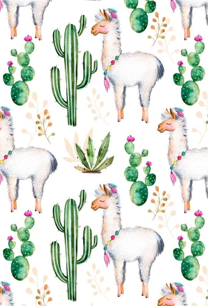 Lfeey 5x7ft Polyester Beautiful Lama Cactus Backdrop - Cactus Watercolor - HD Wallpaper 