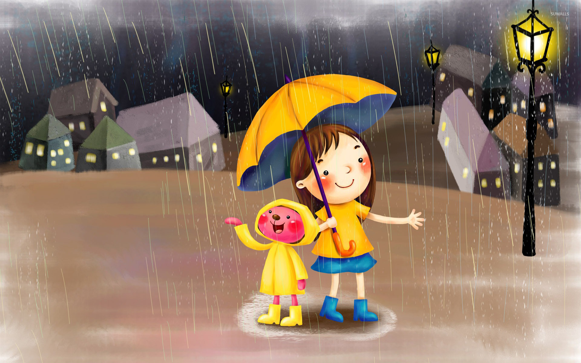 Cartoon Rainy Wallpaper Hd - HD Wallpaper 