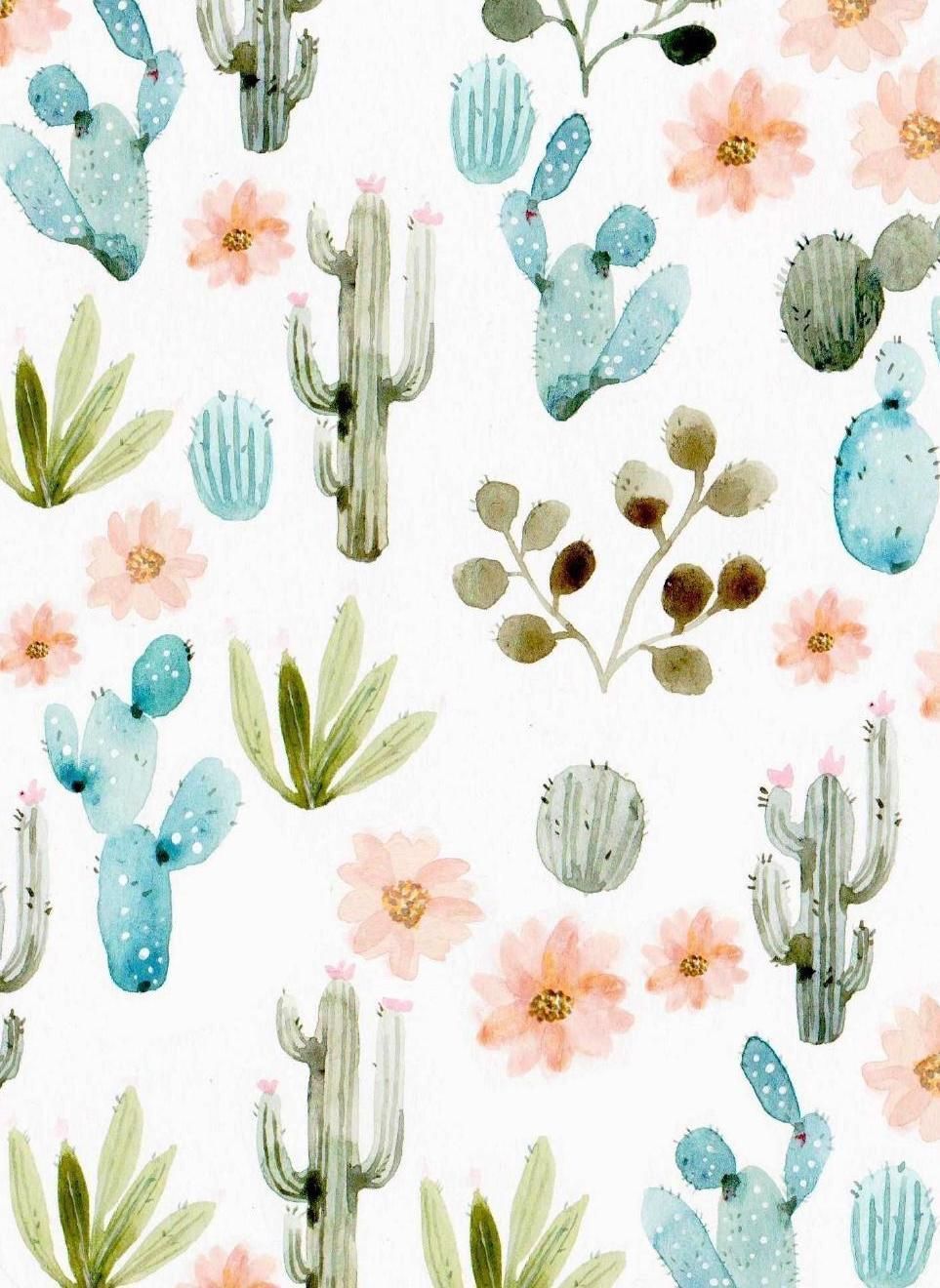 55 Hipster Watercolor Cactus Wallpapers - Watercolor Cactus Background - HD Wallpaper 