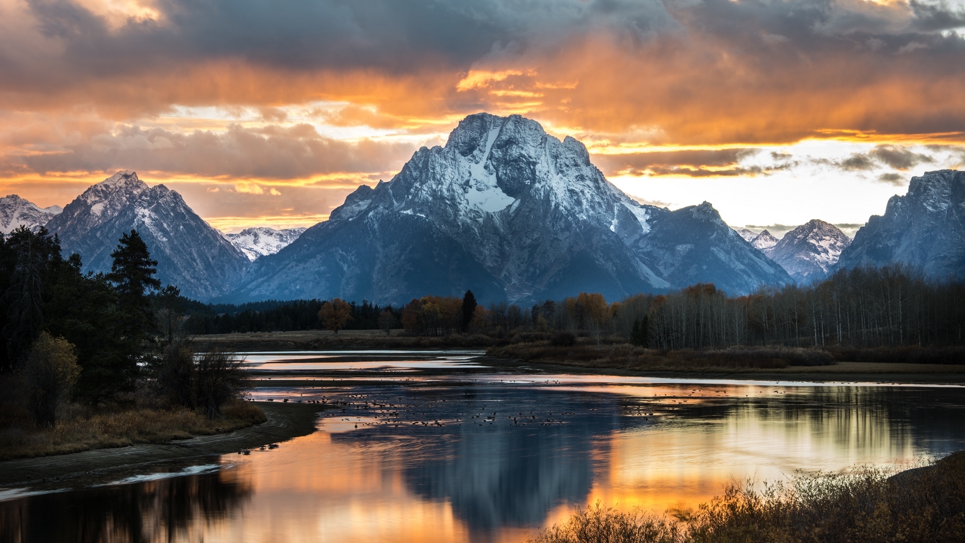 Grand Teton National Park, Usa, Snow Line, Sunset, - Grand Teton National Park, Mount Moran - HD Wallpaper 