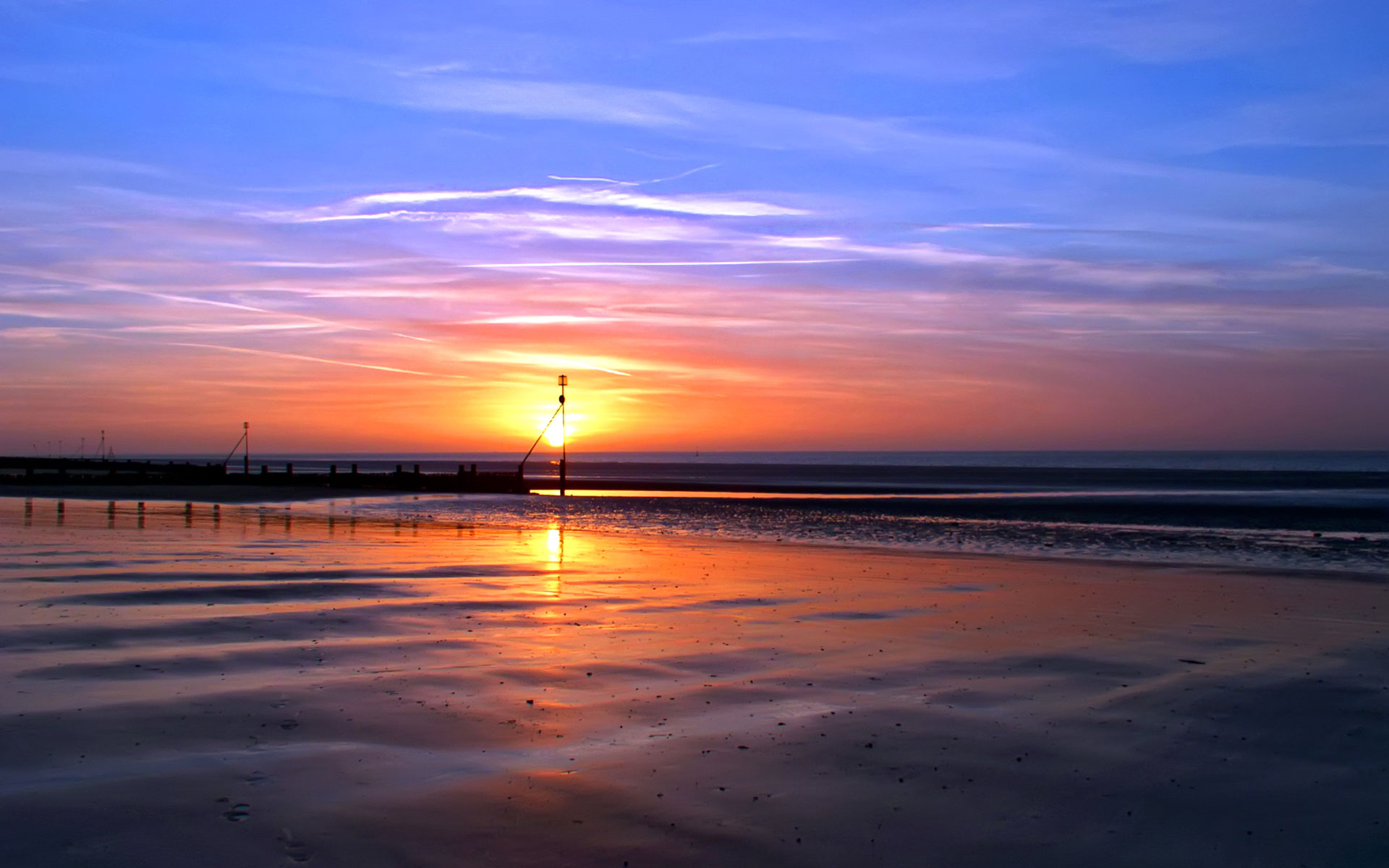 Cool Sunset Beach Hd Wallpaper Beach Sunset Wallpapers - Free Desktop Wallpaper Sunset - HD Wallpaper 