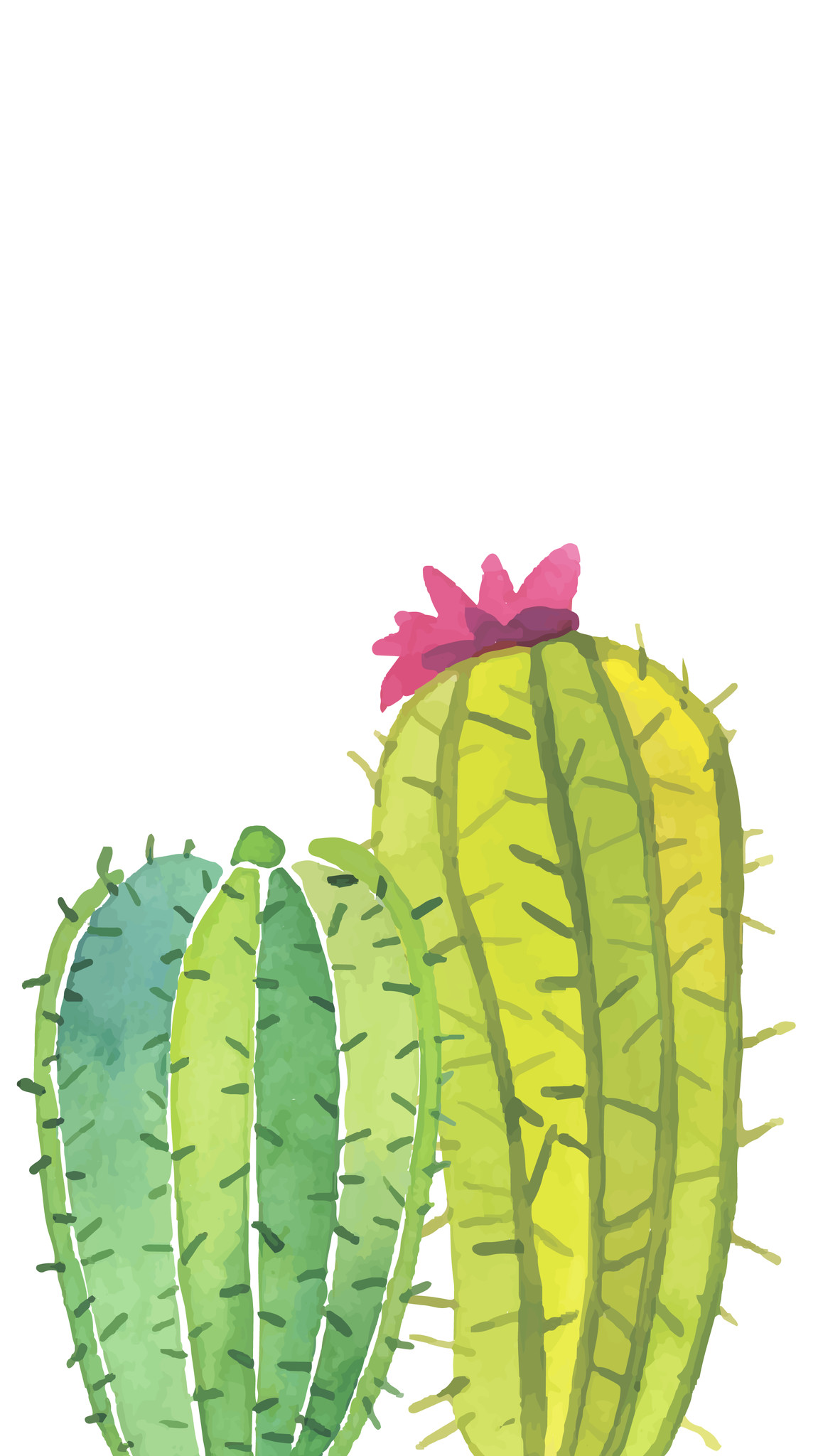 Line Botwin Girly Illustrations - Cactus Wallpaper Iphone Hd - HD Wallpaper 