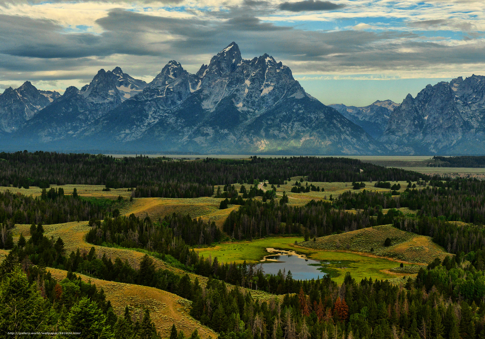 Grand Tetons Desktop Wallpaper - Grand Teton National Park, Snake River Overlook - HD Wallpaper 