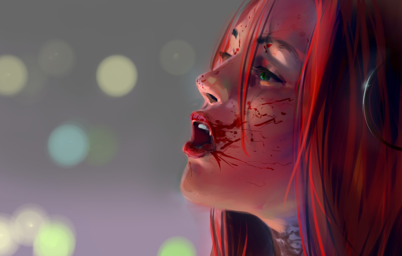 Photo Wallpaper Look, Girl, Blood, Bloodrayne, Red - HD Wallpaper 