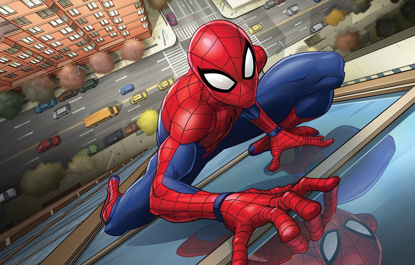 Photo Wallpaper Art, New York City, Spider Man, - Spider Man Wall Climbing - HD Wallpaper 