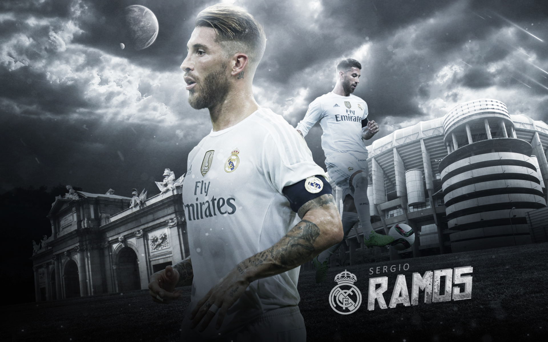 Sergio Ramos, Fan Art, Spanish Footballers, Real Madrid - Sergio Ramos Desktop Wallpaper 4k - HD Wallpaper 