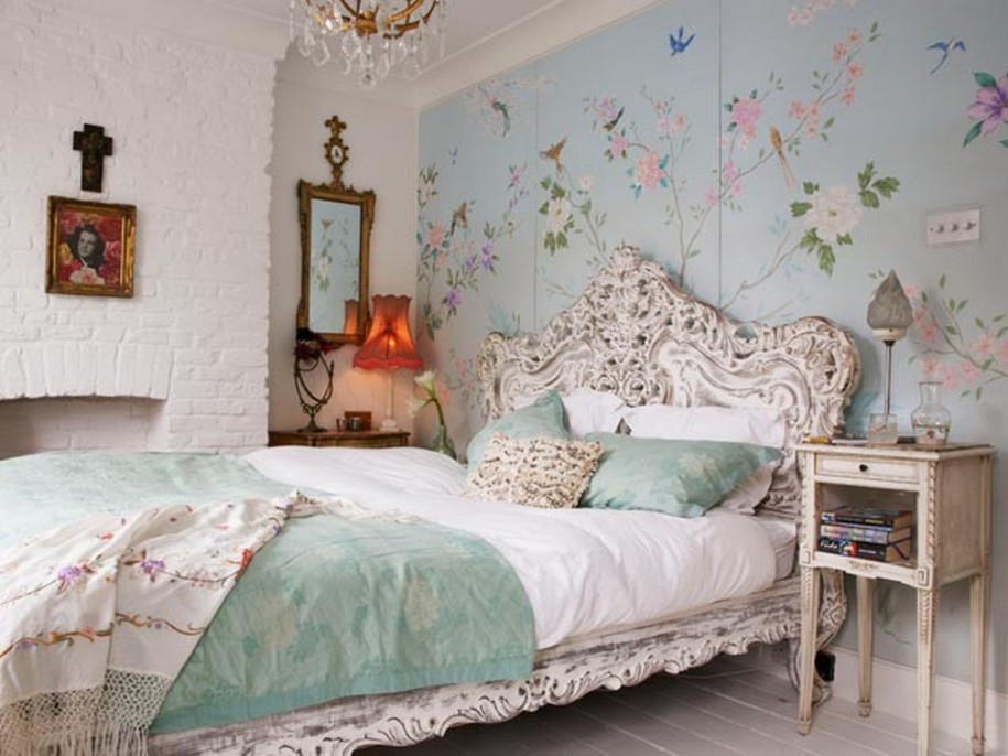 Vintage Shabby Chic Bedroom - HD Wallpaper 