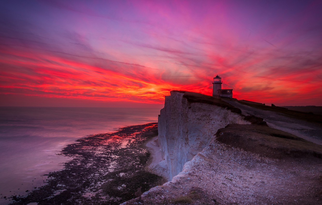 Photo Wallpaper Sea, The Sky, Sunset, Rocks, Red, Shore, - Sunset - HD Wallpaper 
