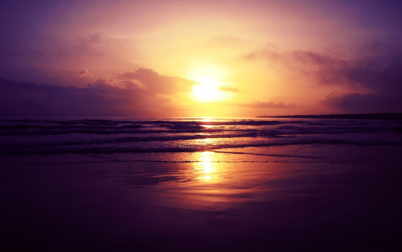 Ocean Waves Beach Pink Sunset Wallpapers - Sunset Beach Hd - HD Wallpaper 