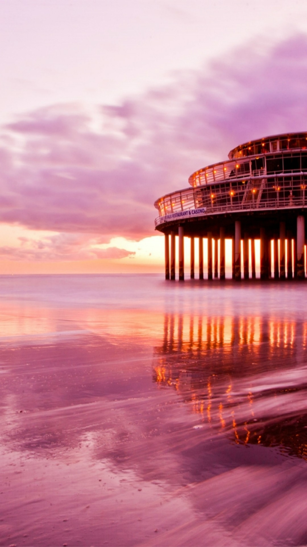 Spektakulã¤re Ocean Sunset Beach Architektur Landsc - Backgrounds Iphone Pink Beach - HD Wallpaper 