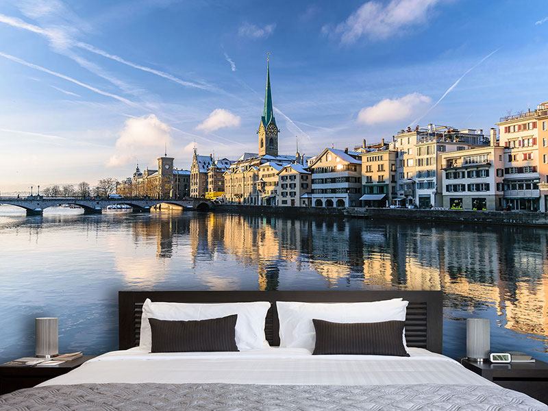 Photo Wallpaper Zurich - Papier Peint Panoramique Pins - HD Wallpaper 