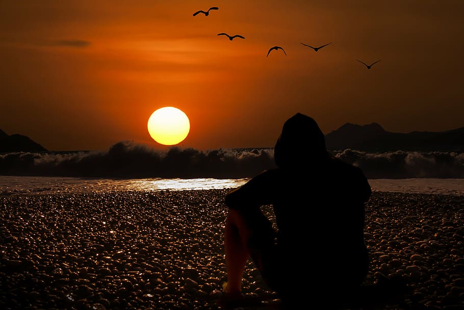 Sunset Photo, Evening Sky, Beach, Background, Desktop - Sunset - HD Wallpaper 