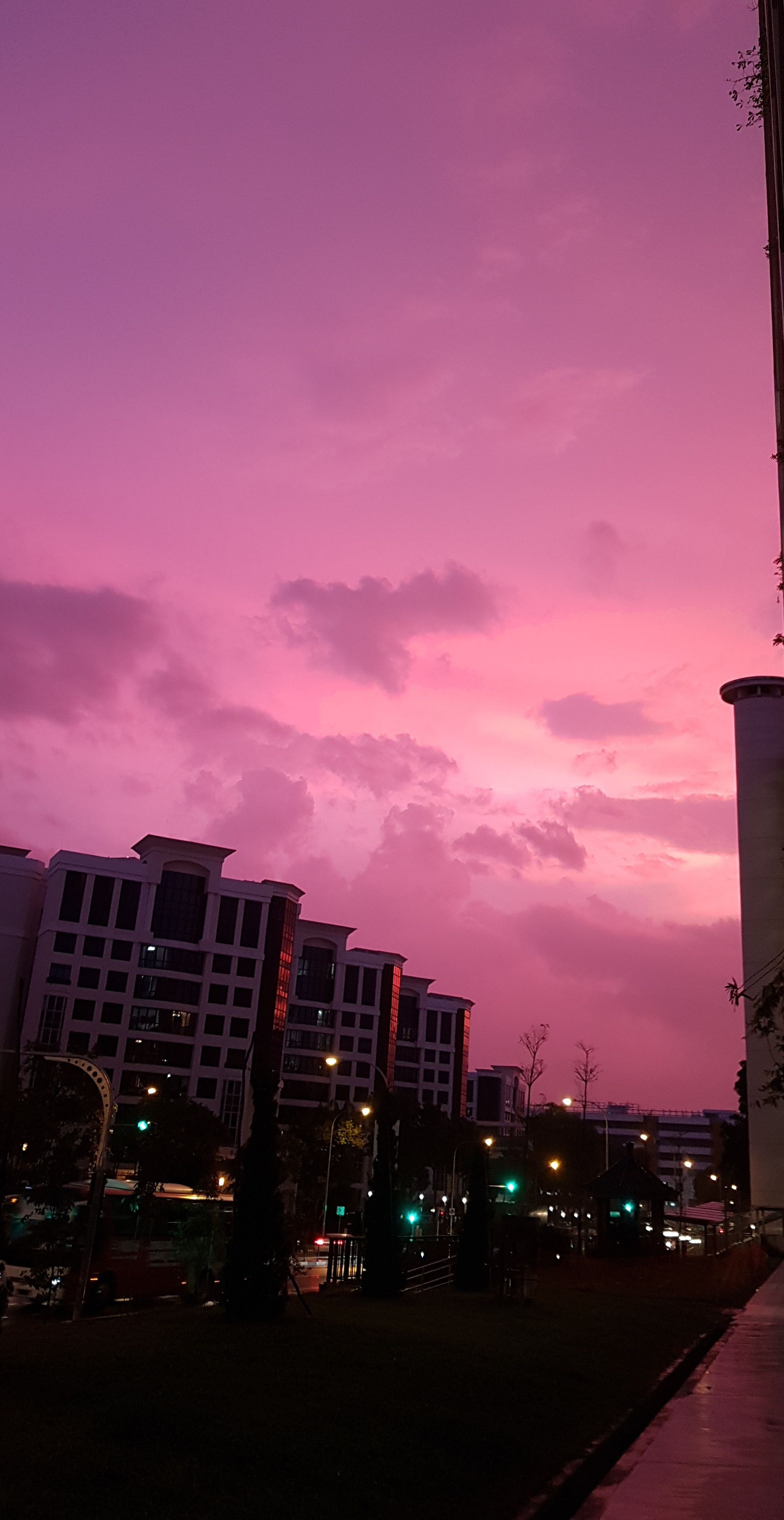 Singapore Pink Sunset - HD Wallpaper 