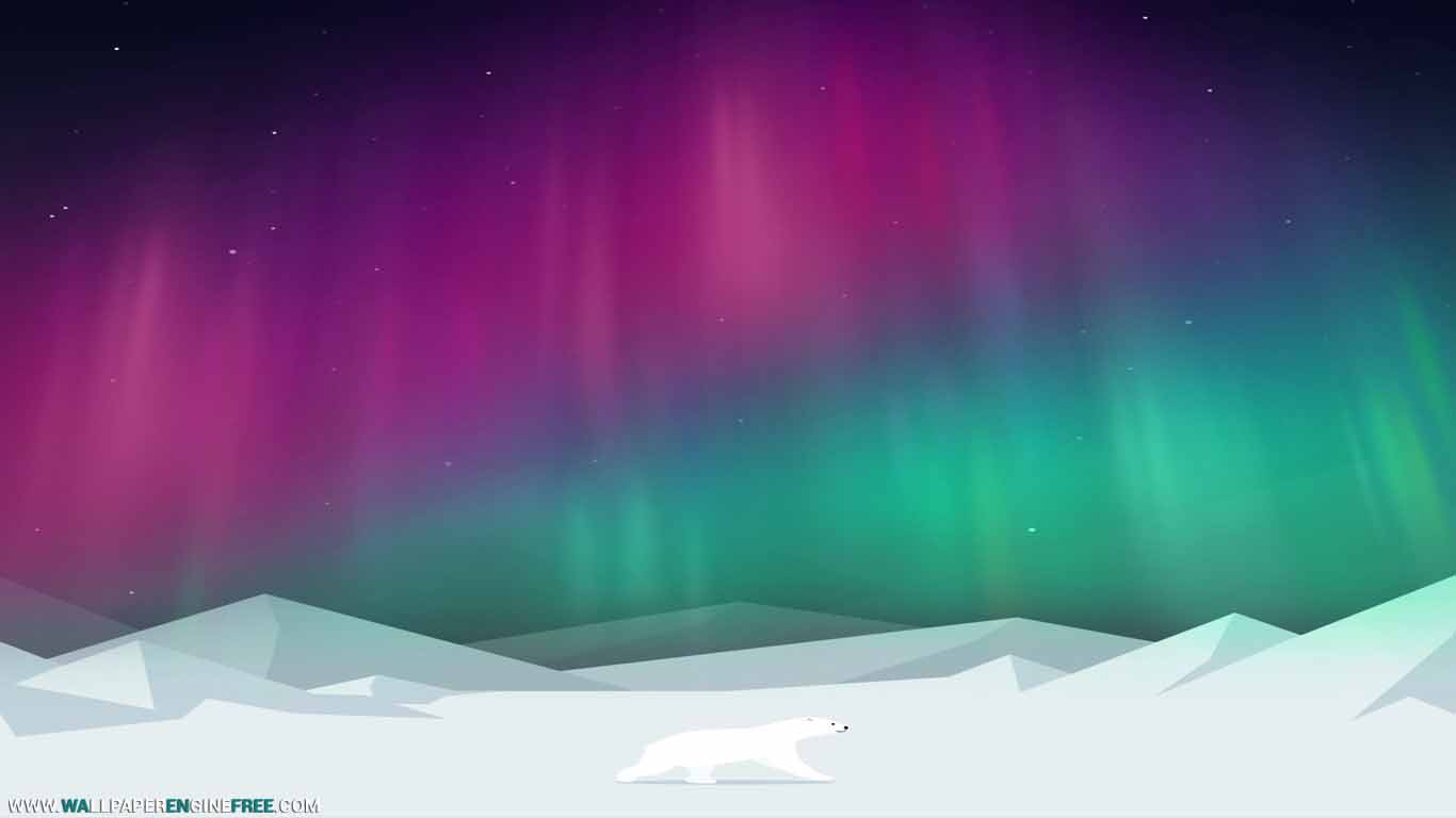 Download Arctic World Polar Bears And Aurora Wallpaper - Aurora - HD Wallpaper 