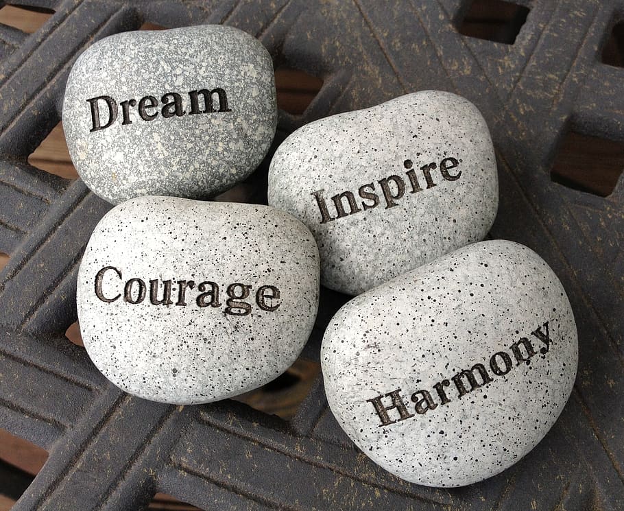 Four Gray Dream, Inspire, Courage, And Harmony Stones, - Dream Inspire Courage Harmony - HD Wallpaper 