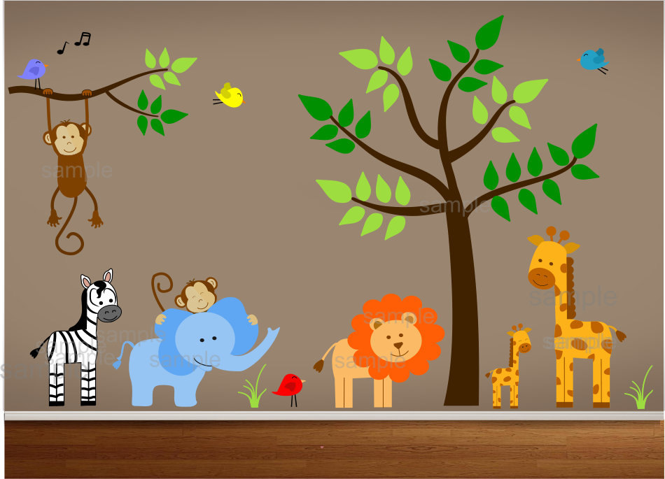 Jungle Theme Nursery Wall Stickers - HD Wallpaper 