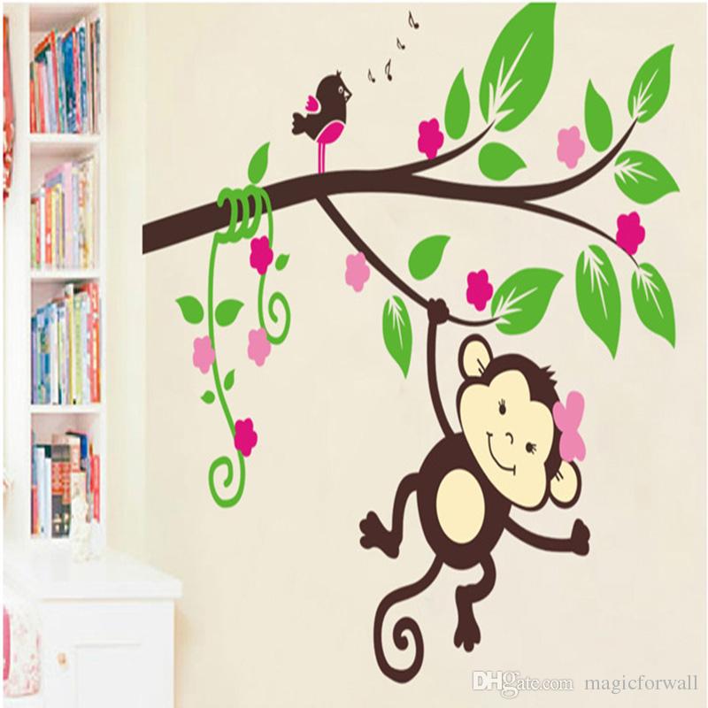 Monkey And Birds The Trees - HD Wallpaper 