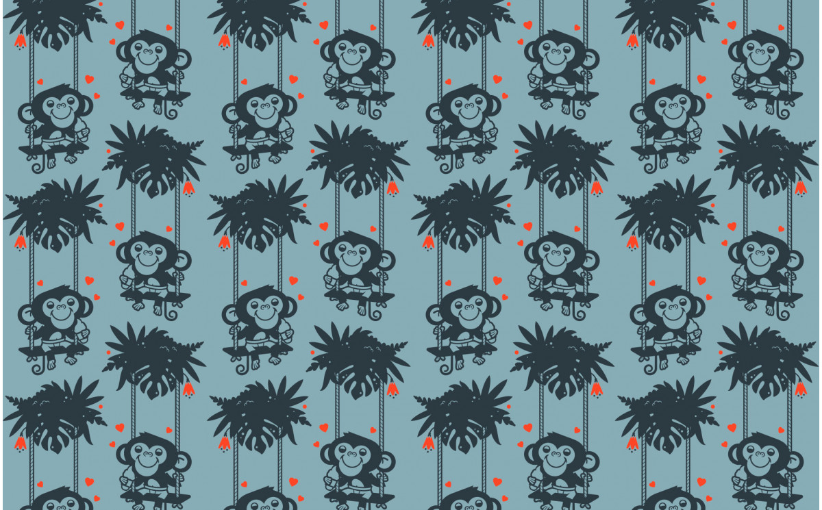 Blue Baby Monkey Wallpaper For Kids Room, Baby Boy - HD Wallpaper 